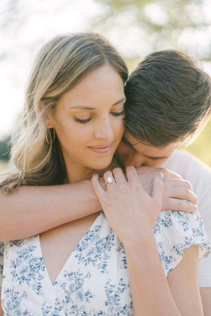 Engagement Ring  shown off during Macee and Andrew's downtown Nashville session